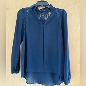 Forever 21 Navy Lace Accent Blouse